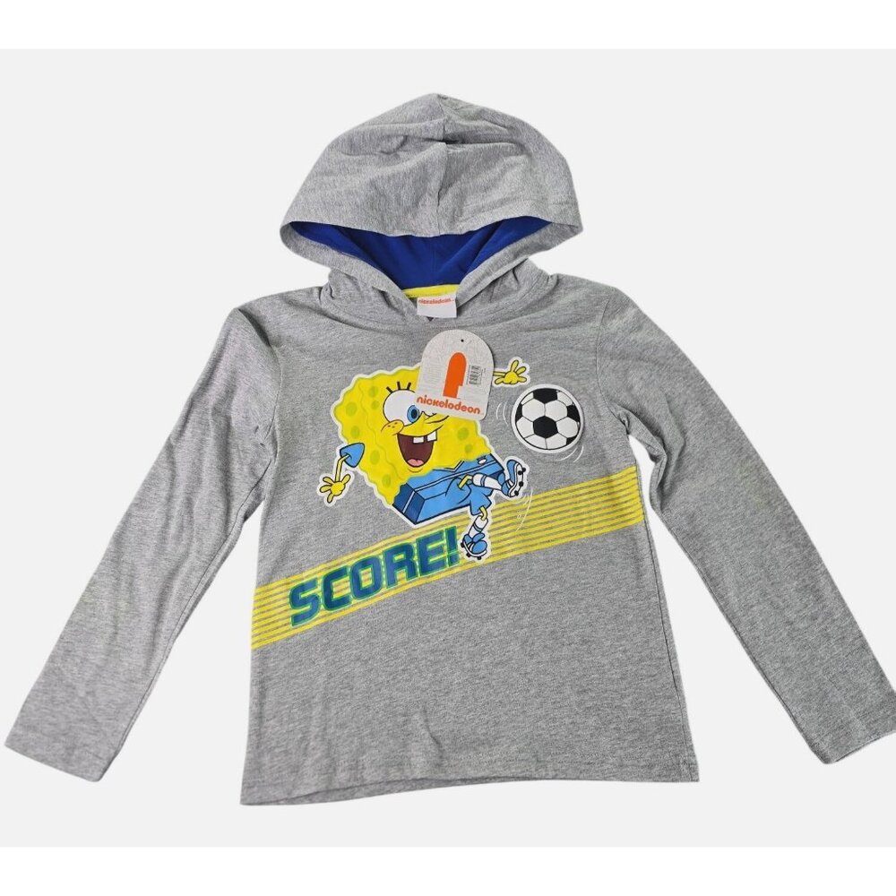 New SpongeBob Soccer Long Sleeve Hoodie Boys Shirt Size S